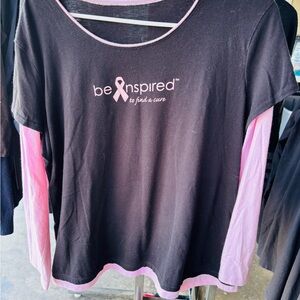 be inspired Black Top with Pink Layered Long Sleeves